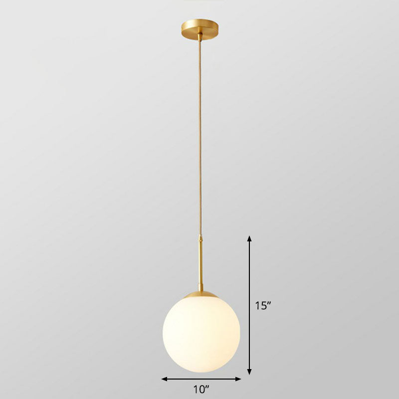 Globe Kitchen Pendant Lighting Cream Glass 1-Light Simplicity Hanging Light in Gold Gold 10" Cord Clearhalo 'Ceiling Lights' 'Modern Pendants' 'Modern' 'Pendant Lights' 'Pendants' Lighting' 2254688