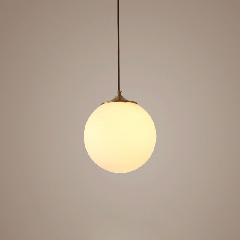 Global Suspension Pendant Light Simple Frosted White Glass 1 Bulb Dining Room Drop Lamp White 8" Clearhalo 'Ceiling Lights' 'Modern Pendants' 'Modern' 'Pendant Lights' 'Pendants' Lighting' 2254697