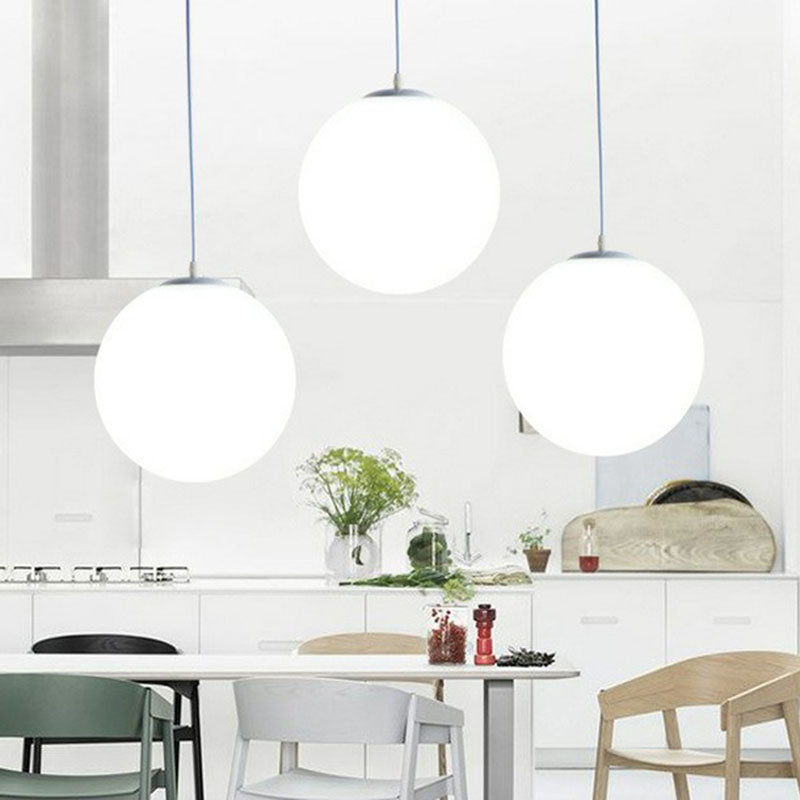 Opaque Glass Spherical Hanging Lamp Modern 1 Head White Pendant Lighting for Dining Room Clearhalo 'Ceiling Lights' 'Modern Pendants' 'Modern' 'Pendant Lights' 'Pendants' Lighting' 2254703