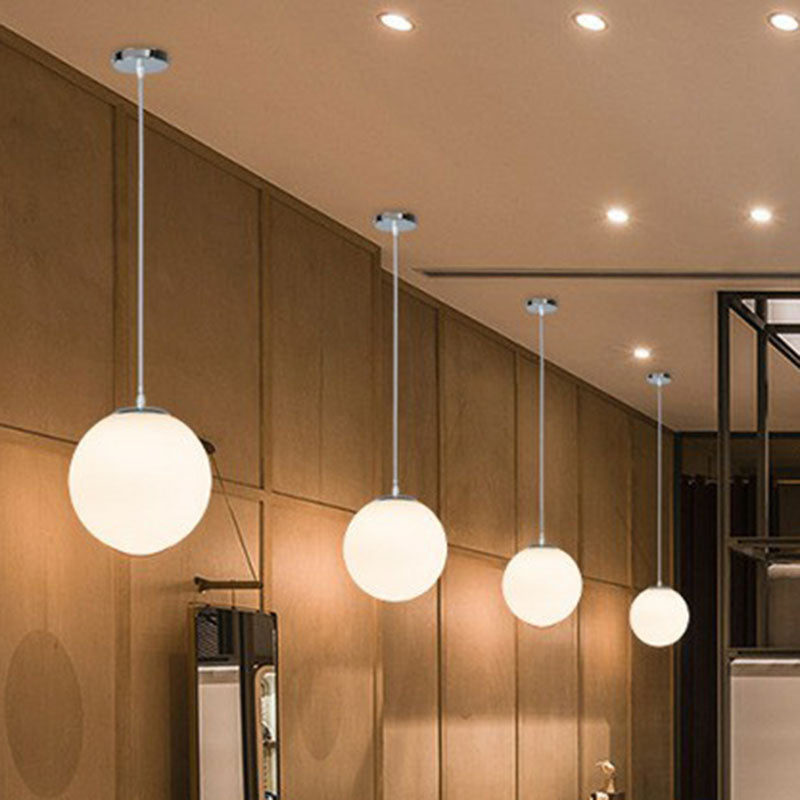 Opaque Glass Spherical Hanging Lamp Modern 1 Head White Pendant Lighting for Dining Room Clearhalo 'Ceiling Lights' 'Modern Pendants' 'Modern' 'Pendant Lights' 'Pendants' Lighting' 2254706