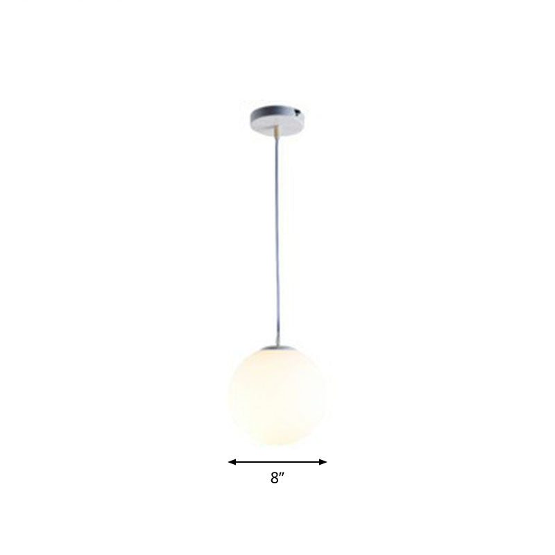 Opaque Glass Spherical Hanging Lamp Modern 1 Head White Pendant Lighting for Dining Room White 8" Clearhalo 'Ceiling Lights' 'Modern Pendants' 'Modern' 'Pendant Lights' 'Pendants' Lighting' 2254709