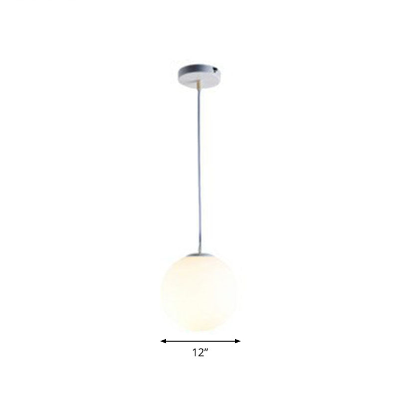Opaque Glass Spherical Hanging Lamp Modern 1 Head White Pendant Lighting for Dining Room White 12" Clearhalo 'Ceiling Lights' 'Modern Pendants' 'Modern' 'Pendant Lights' 'Pendants' Lighting' 2254711