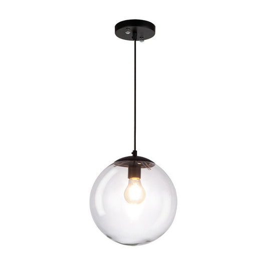 Spherical Pendant Light Simplicity Clear Glass 1-Bulb Black Suspended Lighting Fixture Clearhalo 'Ceiling Lights' 'Modern Pendants' 'Modern' 'Pendant Lights' 'Pendants' Lighting' 2254737