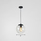 Clear Glass Globe Hanging Light Minimalistic 1-Light Black Pendant Lighting for Restaurant Black 8" B Clearhalo 'Ceiling Lights' 'Modern Pendants' 'Modern' 'Pendant Lights' 'Pendants' Lighting' 2254754