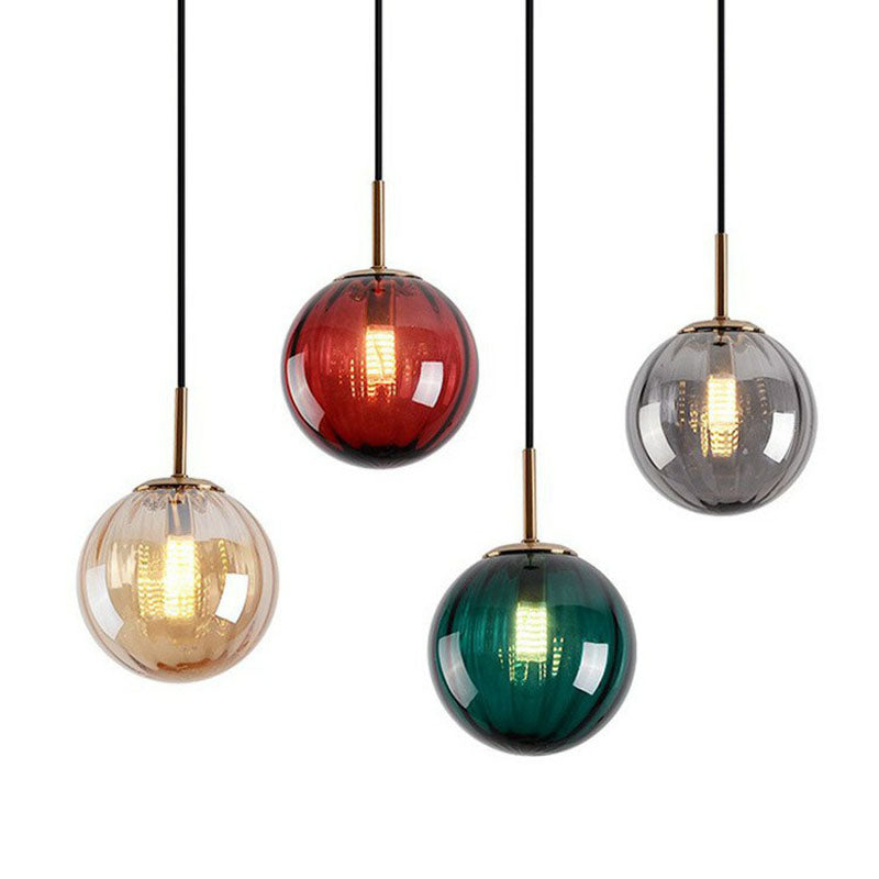 Multi-Color Glass Ball Pendulum Light Contemporary 1 Head Ceiling Pendant over Dining Table Clearhalo 'Ceiling Lights' 'Modern Pendants' 'Modern' 'Pendant Lights' 'Pendants' Lighting' 2254758