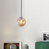 Multi-Color Glass Ball Pendulum Light Contemporary 1 Head Ceiling Pendant over Dining Table Amber Clearhalo 'Ceiling Lights' 'Modern Pendants' 'Modern' 'Pendant Lights' 'Pendants' Lighting' 2254759