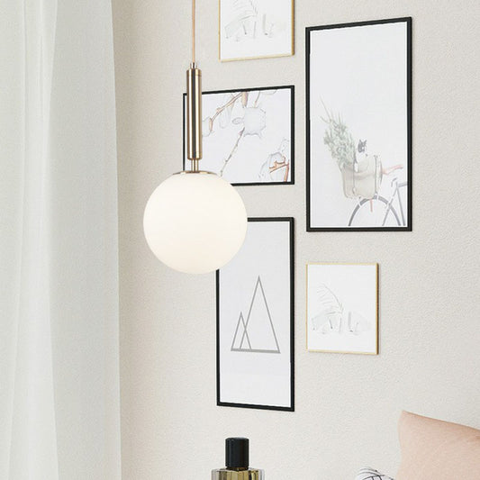 Single-Bulb Bedside Hanging Lamp Simple Pendant Light with Ball White Glass Shade Gold Clearhalo 'Ceiling Lights' 'Modern Pendants' 'Modern' 'Pendant Lights' 'Pendants' Lighting' 2254787