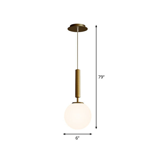 Post-Modern Style Ball Pendant Light Glass 1 Bulb Bedroom Suspended Lighting Fixture Gold White Clearhalo 'Ceiling Lights' 'Modern Pendants' 'Modern' 'Pendant Lights' 'Pendants' Lighting' 2254805
