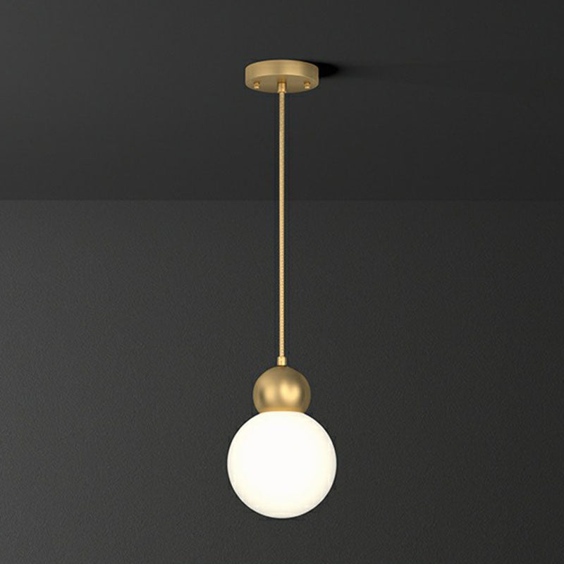 Gold Finish Ball Suspension Light Fixture Simplicity 1-Light Milk Glass Pendant for Bedroom Gold 6" Clearhalo 'Ceiling Lights' 'Modern Pendants' 'Modern' 'Pendant Lights' 'Pendants' Lighting' 2254831