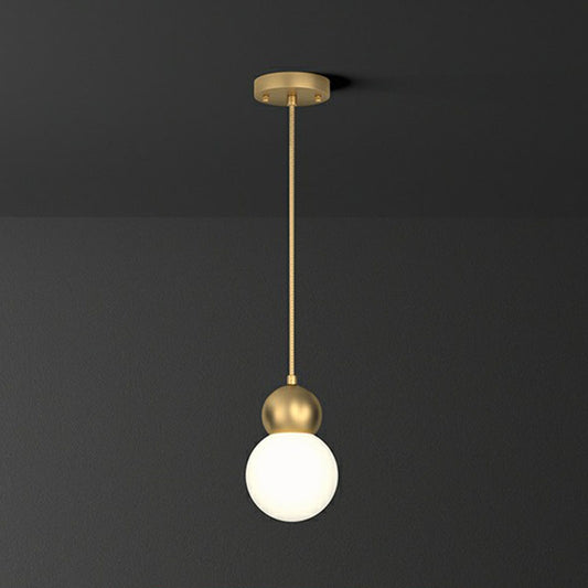 Gold Finish Ball Suspension Light Fixture Simplicity 1-Light Milk Glass Pendant for Bedroom Gold 5" Clearhalo 'Ceiling Lights' 'Modern Pendants' 'Modern' 'Pendant Lights' 'Pendants' Lighting' 2254832
