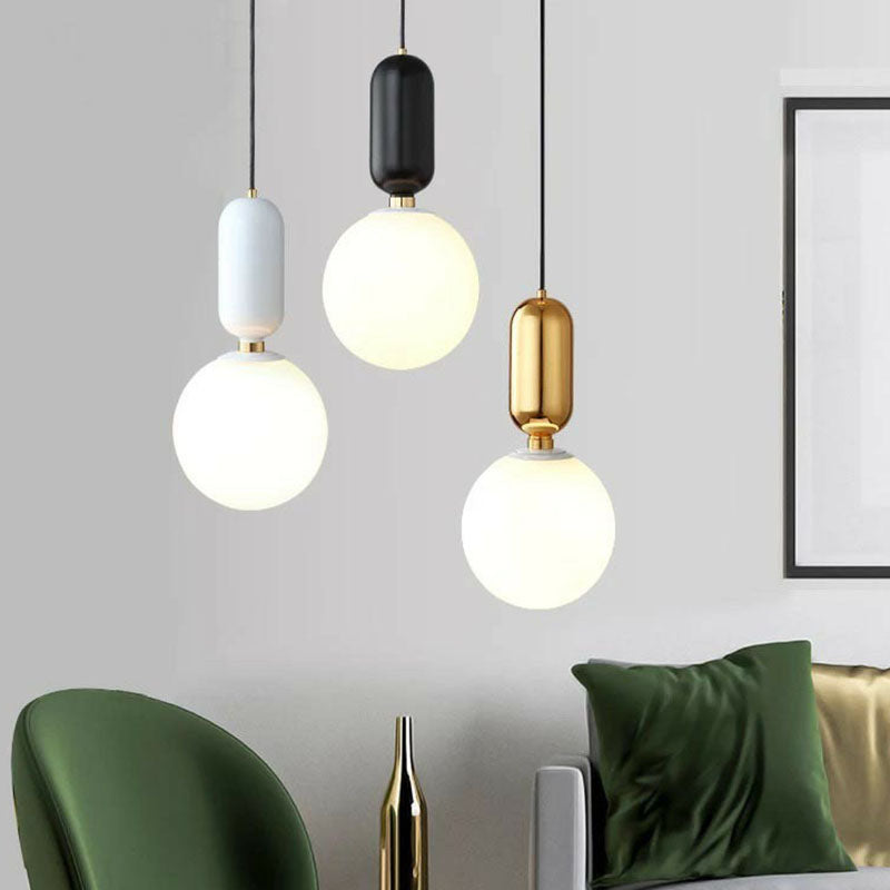 Nordic 1-Light Down Lighting Global Hanging Light Fixture with Opaline Glass Shade Clearhalo 'Ceiling Lights' 'Modern Pendants' 'Modern' 'Pendant Lights' 'Pendants' Lighting' 2254863