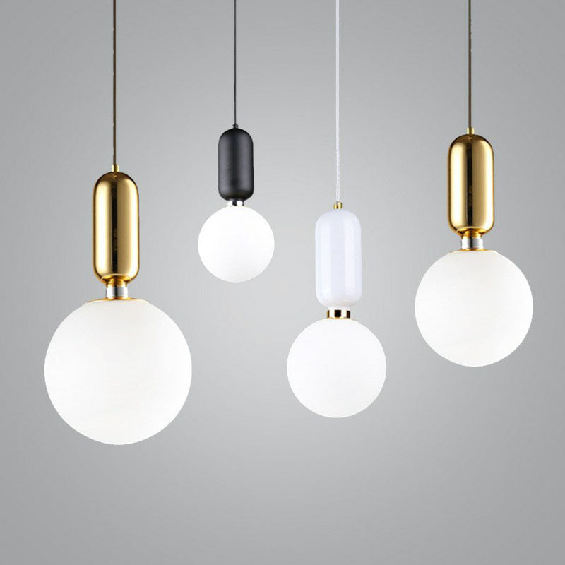 Nordic 1-Light Down Lighting Global Hanging Light Fixture with Opaline Glass Shade Clearhalo 'Ceiling Lights' 'Modern Pendants' 'Modern' 'Pendant Lights' 'Pendants' Lighting' 2254864