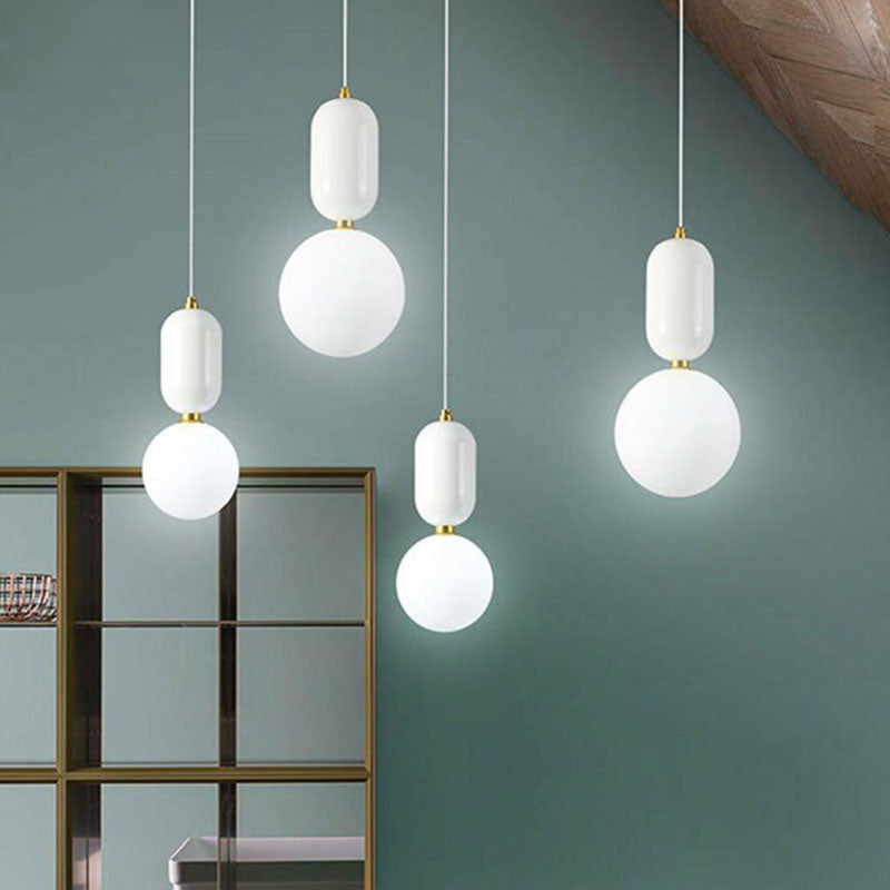 Nordic 1-Light Down Lighting Global Hanging Light Fixture with Opaline Glass Shade Clearhalo 'Ceiling Lights' 'Modern Pendants' 'Modern' 'Pendant Lights' 'Pendants' Lighting' 2254865