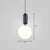 Nordic 1-Light Down Lighting Global Hanging Light Fixture with Opaline Glass Shade Black 6" Clearhalo 'Ceiling Lights' 'Modern Pendants' 'Modern' 'Pendant Lights' 'Pendants' Lighting' 2254866