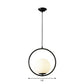 Ball Kitchen Down Lighting Pendant Milky Glass Single-Bulb Modern Hanging Ceiling Light Black Clearhalo 'Ceiling Lights' 'Modern Pendants' 'Modern' 'Pendant Lights' 'Pendants' Lighting' 2254879