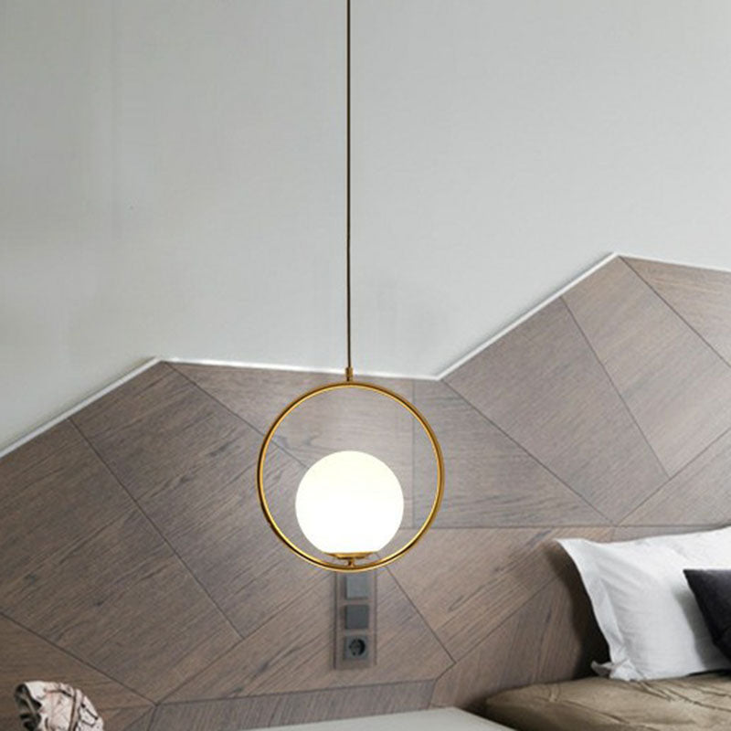 Ball Kitchen Down Lighting Pendant Milky Glass Single-Bulb Modern Hanging Ceiling Light Clearhalo 'Ceiling Lights' 'Modern Pendants' 'Modern' 'Pendant Lights' 'Pendants' Lighting' 2254881