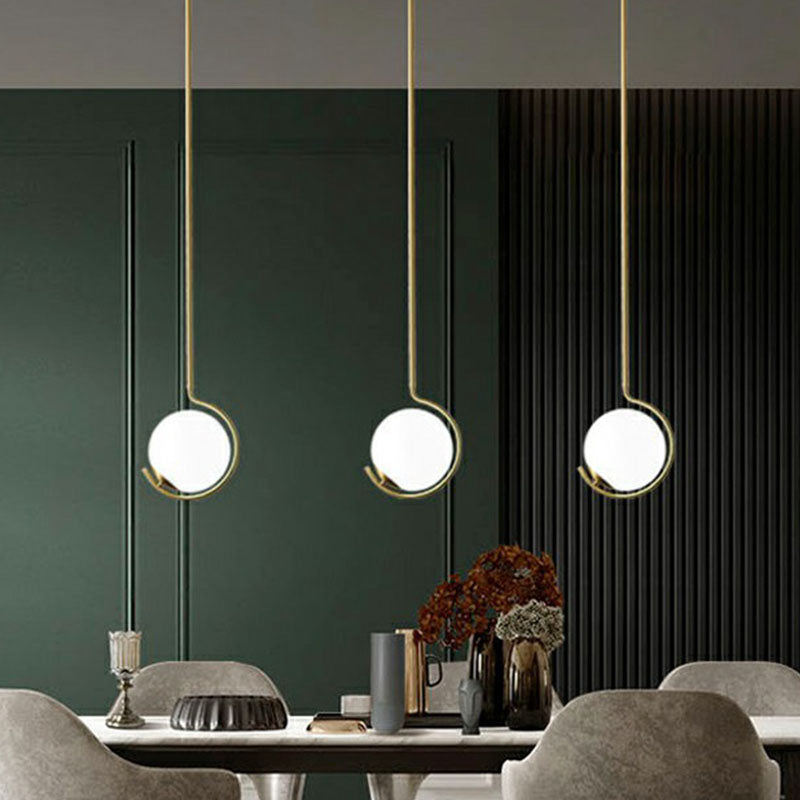 Novelty Simple Ball Pendant Light Cream Glass 1-Bulb Bedside Suspension Lighting in Gold Clearhalo 'Ceiling Lights' 'Modern Pendants' 'Modern' 'Pendant Lights' 'Pendants' Lighting' 2254931