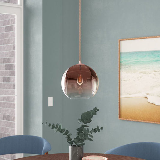 Gradient Globe Globe A sostenere la luce Post-Moderna a 1 luccio di ciondolo a soffitto in oro rosa sopra tavolo