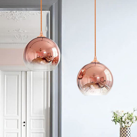 Gradient Globe Globe A sostenere la luce Post-Moderna a 1 luccio di ciondolo a soffitto in oro rosa sopra tavolo