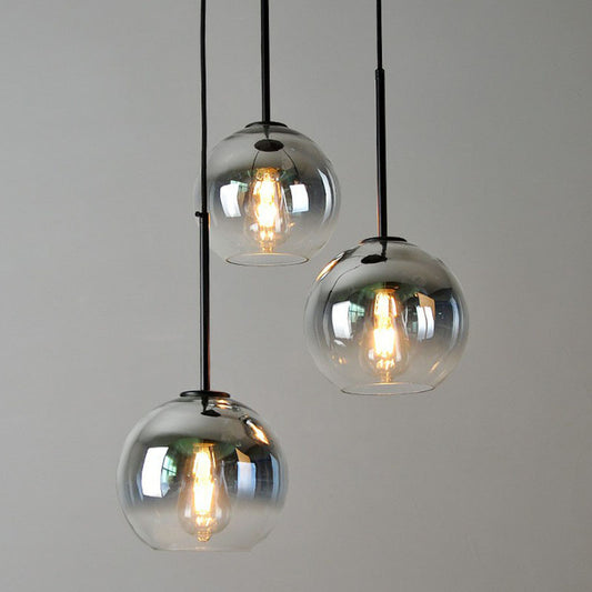 Post-Modern Globe Pendant Light Fixture Fading Glass 1 Head Dining Room Hanging Lamp in Silver Clearhalo 'Ceiling Lights' 'Modern Pendants' 'Modern' 'Pendant Lights' 'Pendants' Lighting' 2254952