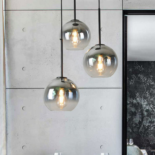Post-Modern Globe Pendant Light Fixture Fading Glass 1 Head Dining Room Hanging Lamp in Silver Clearhalo 'Ceiling Lights' 'Modern Pendants' 'Modern' 'Pendant Lights' 'Pendants' Lighting' 2254953