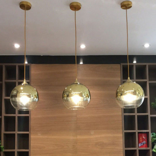 Sphere Electroplate Glass Pendant Lighting Postmodern Single Ceiling Hang Light for Dining Room Clearhalo 'Ceiling Lights' 'Modern Pendants' 'Modern' 'Pendant Lights' 'Pendants' Lighting' 2254959