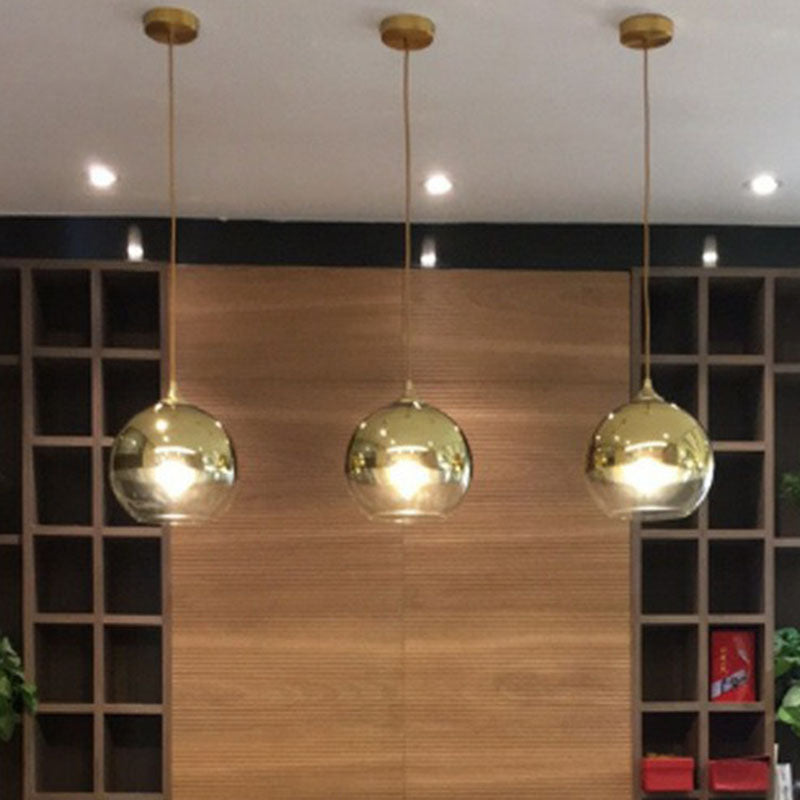 Sphere Electroplate Glass Pendant Lighting Postmodern Single Ceiling Hang Light for Dining Room Clearhalo 'Ceiling Lights' 'Modern Pendants' 'Modern' 'Pendant Lights' 'Pendants' Lighting' 2254960