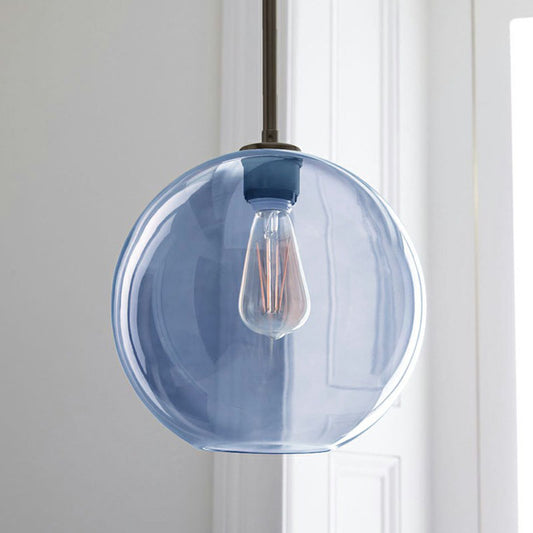 1-Light Dining Room Suspension Pendant Simplicity Ceiling Light with Globe Glass Shade Blue Clearhalo 'Ceiling Lights' 'Modern Pendants' 'Modern' 'Pendant Lights' 'Pendants' Lighting' 2254973