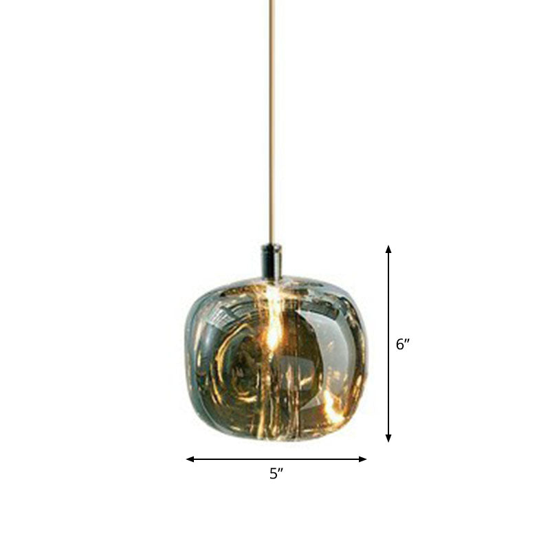 Pumpkin LED Pendant Lamp Creative Postmodern Mirror Glass Hanging Light for Cafe Smoke Gray Clearhalo 'Ceiling Lights' 'Modern Pendants' 'Modern' 'Pendant Lights' 'Pendants' Lighting' 2254981