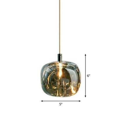 Pumpkin LED Pendant Lamp Creative Postmodern Mirror Glass Hanging Light for Cafe Smoke Gray Clearhalo 'Ceiling Lights' 'Modern Pendants' 'Modern' 'Pendant Lights' 'Pendants' Lighting' 2254981