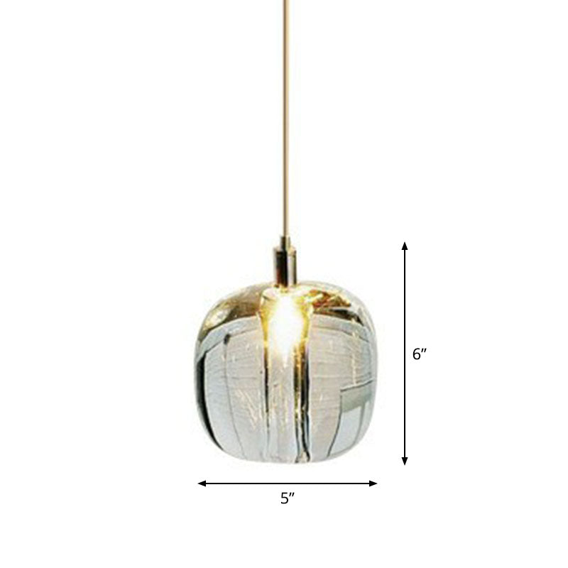 Pumpkin LED Pendant Lamp Creative Postmodern Mirror Glass Hanging Light for Cafe Clear Clearhalo 'Ceiling Lights' 'Modern Pendants' 'Modern' 'Pendant Lights' 'Pendants' Lighting' 2254982
