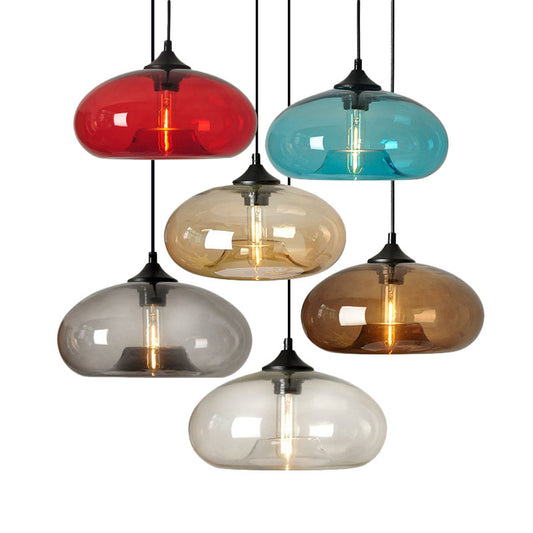 Modern Ellipse Suspension Lamp Glass 1 Head Dining Table Pendant Light Fixture in Black Clearhalo 'Ceiling Lights' 'Modern Pendants' 'Modern' 'Pendant Lights' 'Pendants' Lighting' 2255001