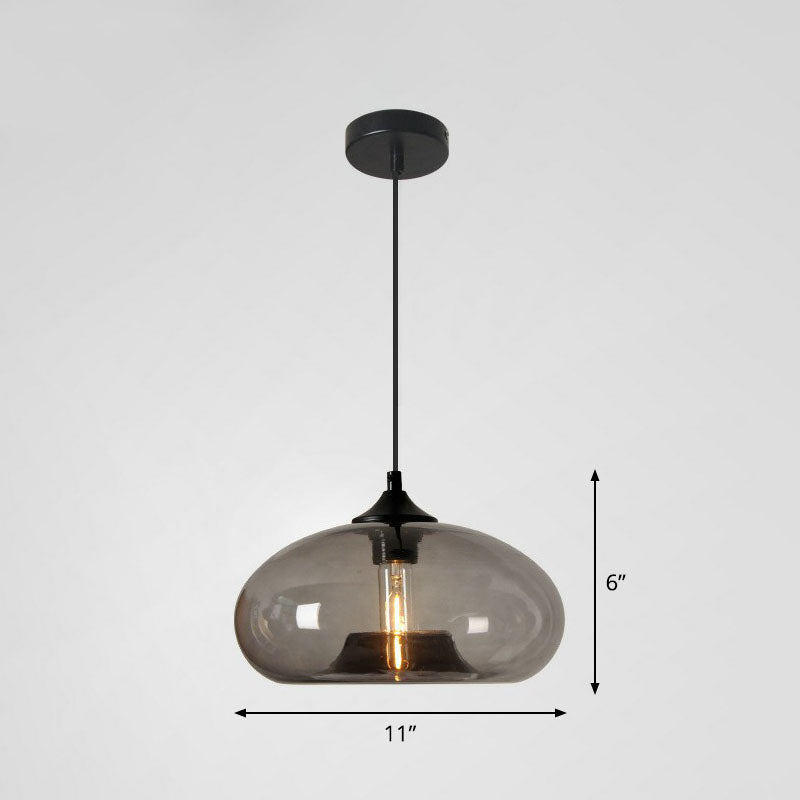 Modern Ellipse Suspension Lamp Glass 1 Head Dining Table Pendant Light Fixture in Black Smoke Gray Clearhalo 'Ceiling Lights' 'Modern Pendants' 'Modern' 'Pendant Lights' 'Pendants' Lighting' 2255003