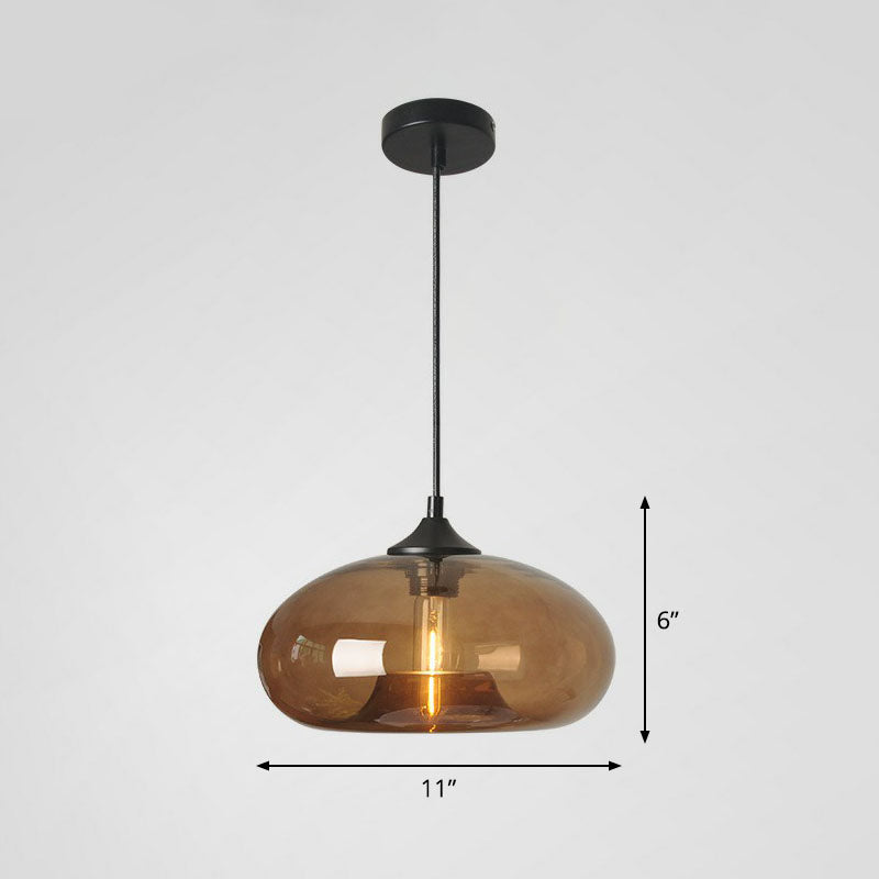 Modern Ellipse Suspension Lamp Glass 1 Head Dining Table Pendant Light Fixture in Black Coffee Clearhalo 'Ceiling Lights' 'Modern Pendants' 'Modern' 'Pendant Lights' 'Pendants' Lighting' 2255006