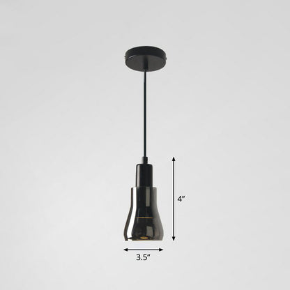 Smoke Grey Glass Pot Lid Pendant Light Contemporary 1-Light Black Ceiling Lighting for Dining Room Black D Clearhalo 'Ceiling Lights' 'Modern Pendants' 'Modern' 'Pendant Lights' 'Pendants' Lighting' 2255015