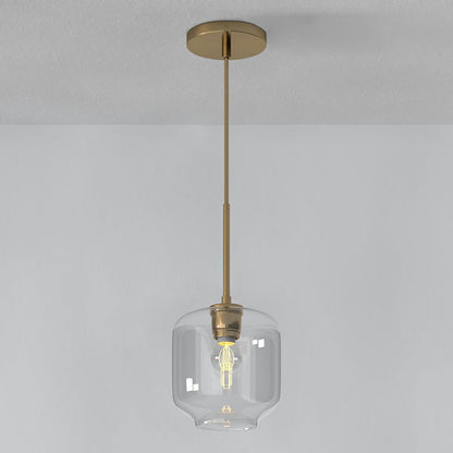 Clear Glass Mug Shaped Hanging Light Simplicity 1 Bulb Gold Finish Suspension Pendant Light Gold B Clearhalo 'Ceiling Lights' 'Modern Pendants' 'Modern' 'Pendant Lights' 'Pendants' Lighting' 2255025