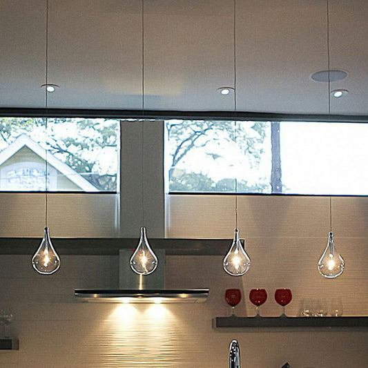 Water-Drop LED Pendant Lamp Minimalism Clear Glass Snack Bar Ceiling Light in Chrome Clearhalo 'Ceiling Lights' 'Modern Pendants' 'Modern' 'Pendant Lights' 'Pendants' Lighting' 2255030