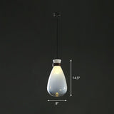 Raindrop Glass Hanging Light Minimalist 1-Light Suspended Lighting Fixture with Leather Strap White 8" Clearhalo 'Ceiling Lights' 'Modern Pendants' 'Modern' 'Pendant Lights' 'Pendants' Lighting' 2255037