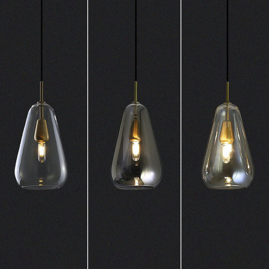 Droplet Open-Kitchen Pendant Light Glass 1 Head Simplicity Pendulum Light in Brass Clearhalo 'Ceiling Lights' 'Modern Pendants' 'Modern' 'Pendant Lights' 'Pendants' Lighting' 2255050
