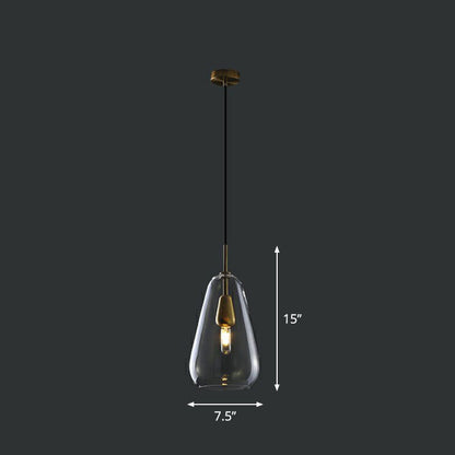 Droplet Open-Kitchen Pendant Light Glass 1 Head Simplicity Pendulum Light in Brass Clear Clearhalo 'Ceiling Lights' 'Modern Pendants' 'Modern' 'Pendant Lights' 'Pendants' Lighting' 2255051