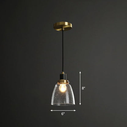 Geometry Pendant Lighting Fixture Simple Clear Seeded Glass Single Bedroom Hanging Lamp Clear B Clearhalo 'Ceiling Lights' 'Modern Pendants' 'Modern' 'Pendant Lights' 'Pendants' Lighting' 2255053