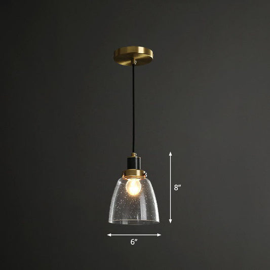 Geometry Pendant Lighting Fixture Simple Clear Seeded Glass Single Bedroom Hanging Lamp Clear B Clearhalo 'Ceiling Lights' 'Modern Pendants' 'Modern' 'Pendant Lights' 'Pendants' Lighting' 2255053