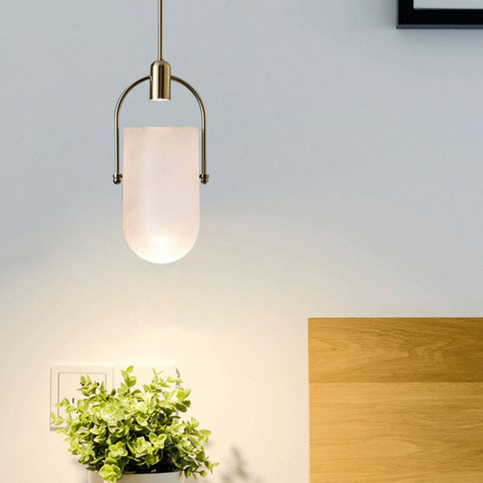 Designer LED Hanging Light Brass Dome Hanging Light Fixture with Glass Shade for Bedroom White Clearhalo 'Ceiling Lights' 'Modern Pendants' 'Modern' 'Pendant Lights' 'Pendants' Lighting' 2255059