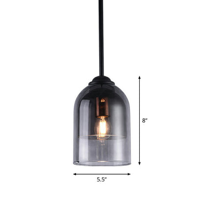 Cloche Smoke Grey Glass Pendant Lighting Modern 1 Head Black Hanging Light Fixture Grey Clearhalo 'Ceiling Lights' 'Modern Pendants' 'Modern' 'Pendant Lights' 'Pendants' Lighting' 2255085