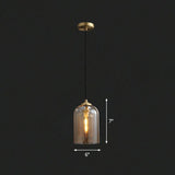 1 Bulb Bedroom Hanging Lamp Postmodern Ceiling Light with Double Cloche Glass Shade Cognac Clearhalo 'Ceiling Lights' 'Modern Pendants' 'Modern' 'Pendant Lights' 'Pendants' Lighting' 2255092