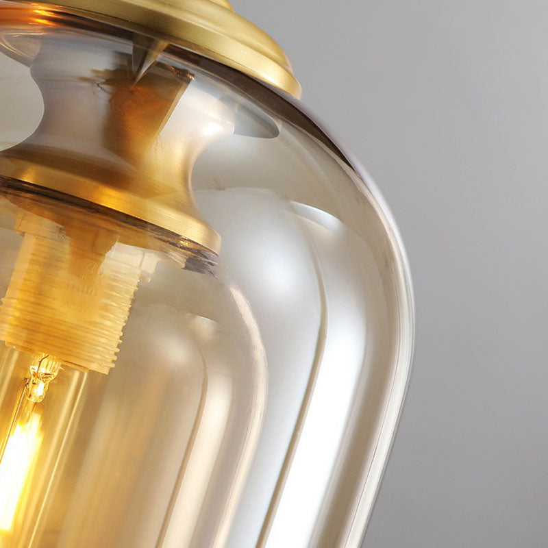 1 Bulb Bedroom Hanging Lamp Postmodern Ceiling Light with Double Cloche Glass Shade Clearhalo 'Ceiling Lights' 'Modern Pendants' 'Modern' 'Pendant Lights' 'Pendants' Lighting' 2255095