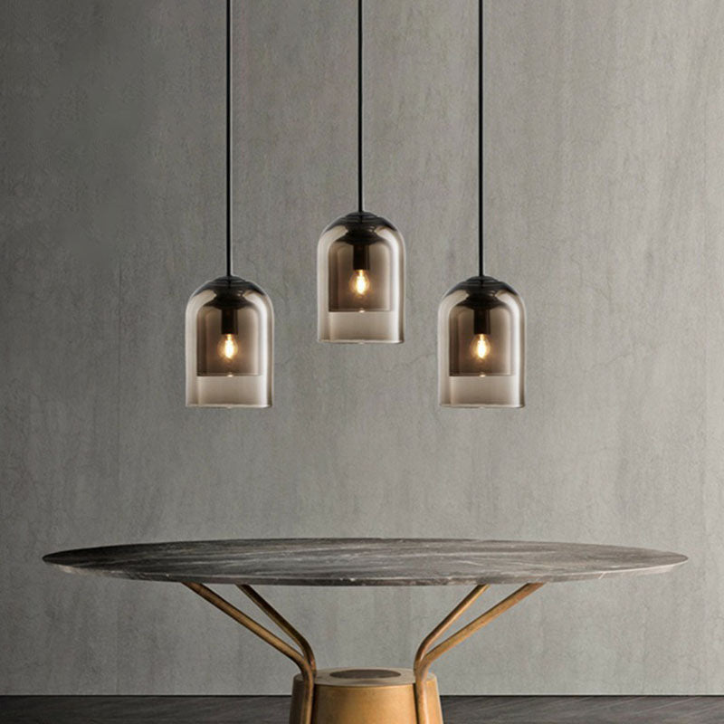 Cloche Shaped Hanging Lamp Contemporary Glass 1 Bulb Kitchen Suspended Lighting Fixture Cognac Clearhalo 'Ceiling Lights' 'Modern Pendants' 'Modern' 'Pendant Lights' 'Pendants' Lighting' 2255099