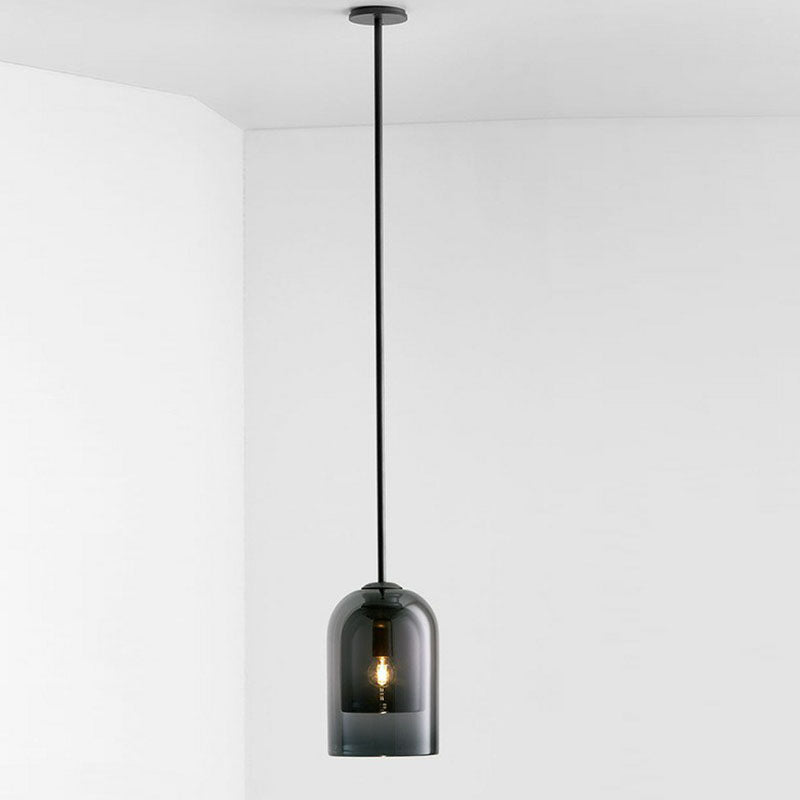 Cloche Shaped Hanging Lamp Contemporary Glass 1 Bulb Kitchen Suspended Lighting Fixture Clearhalo 'Ceiling Lights' 'Modern Pendants' 'Modern' 'Pendant Lights' 'Pendants' Lighting' 2255100