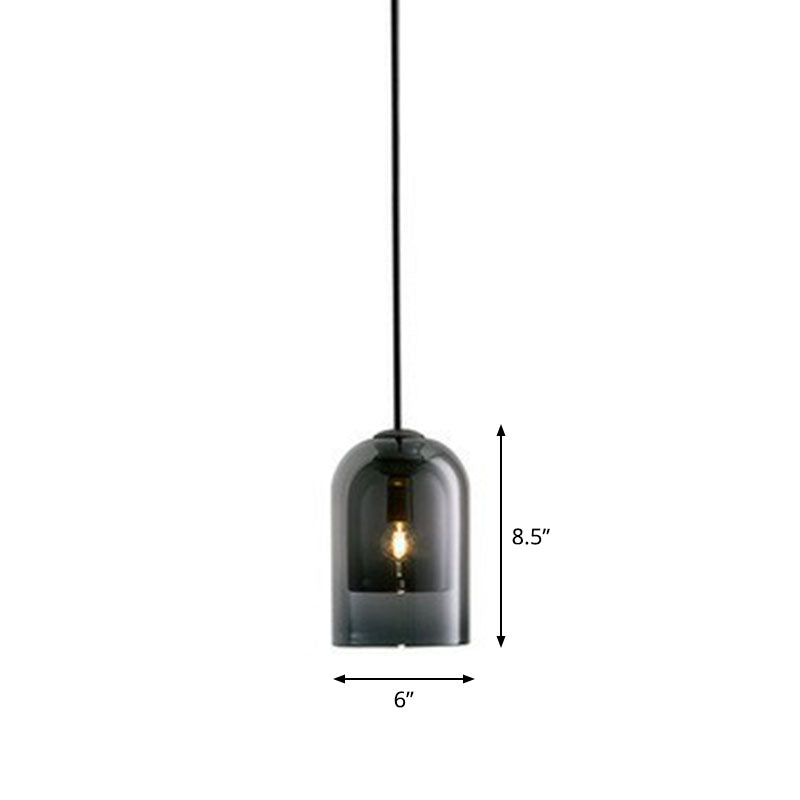 Cloche Shaped Hanging Lamp Contemporary Glass 1 Bulb Kitchen Suspended Lighting Fixture Clearhalo 'Ceiling Lights' 'Modern Pendants' 'Modern' 'Pendant Lights' 'Pendants' Lighting' 2255101