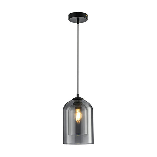 Inverted Cup Dining Room Pendant Light Dual-Glass 1-Light Postmodern Ceiling Hang Lamp Clearhalo 'Ceiling Lights' 'Modern Pendants' 'Modern' 'Pendant Lights' 'Pendants' Lighting' 2255109